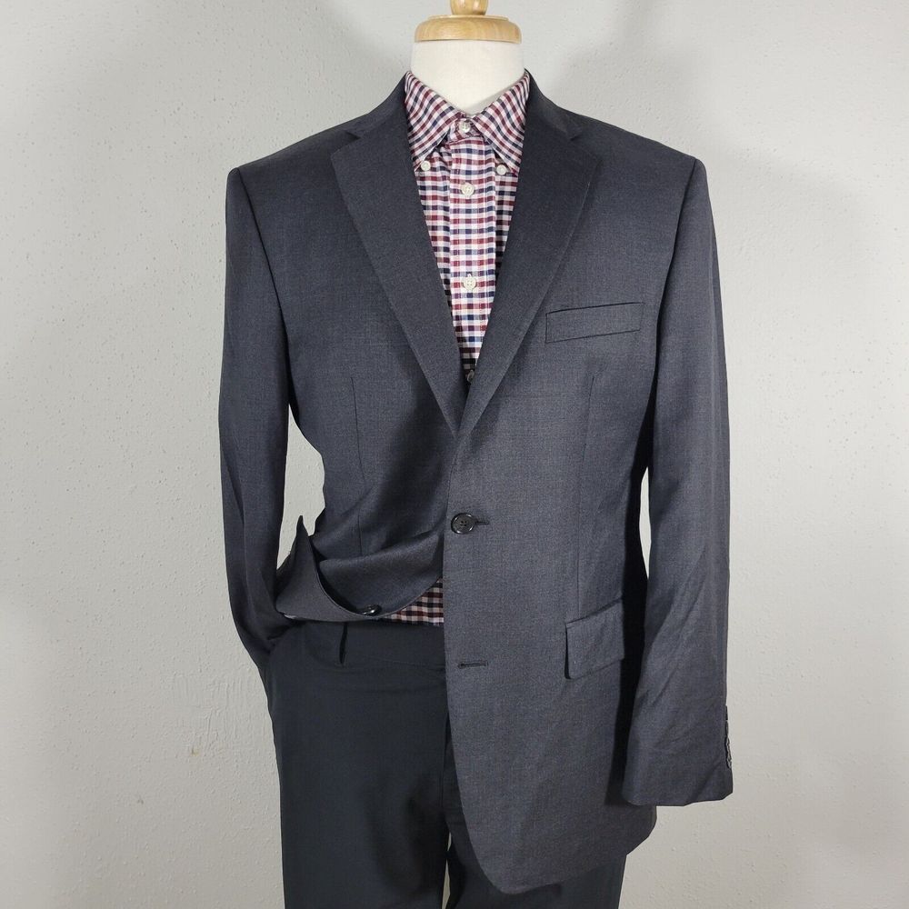 Tasso Elba Men's‎ Sport Coat Blazer Two Button Charcoal Gray Twill Wool Size 41R